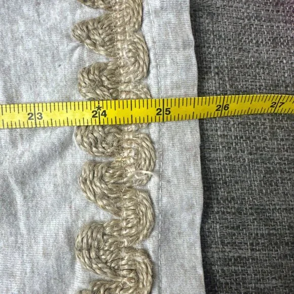 Vintage Unique Beaded Elephants Womens M V Neck Shirt Beige Artsy Crochet Trim - Picture 7 of 7